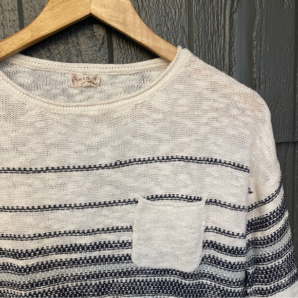 New Striped Cotton Knit Top Pullover Lightweight Sweater Long Sleeve Shirt - Picture 2 of 6